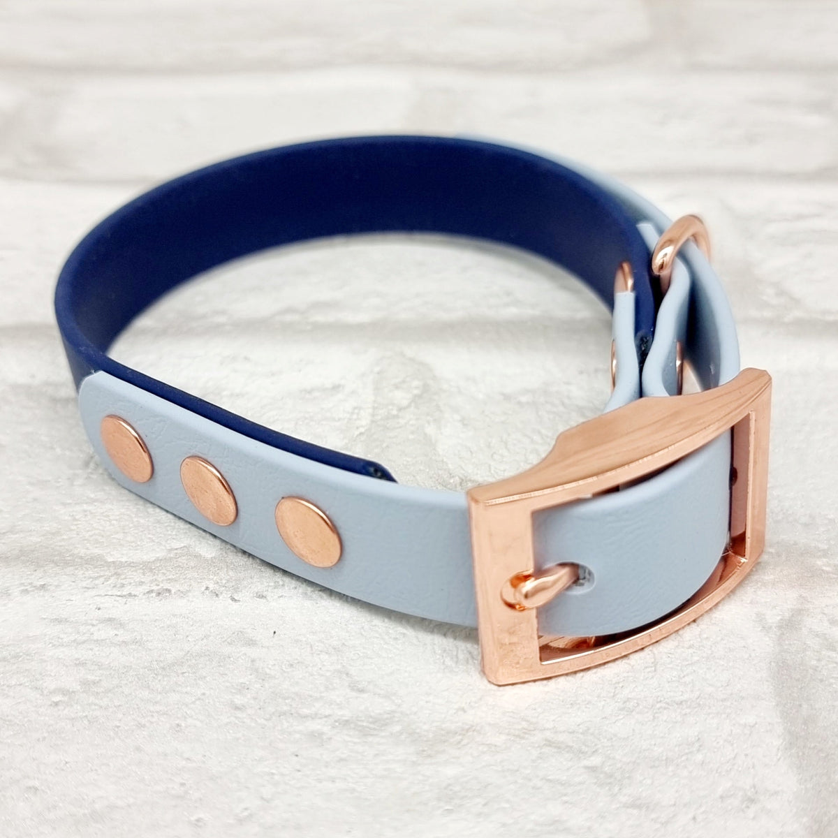Navy & Pastel Blue - Waterproof BioThane© two-coloured Dog Collar