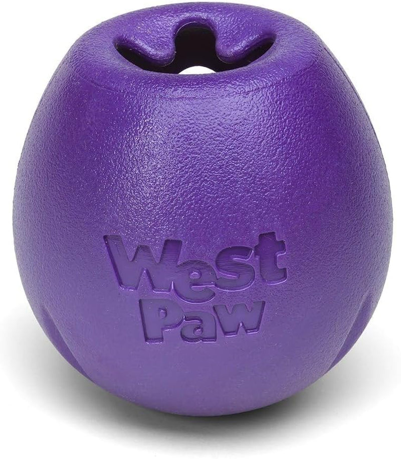 Zogoflex Rumbl Treat-Dispensing Dog Toy – – Dog Enrichment Toy – for Moderate Chewers, Fetch, Catch – Holds Kibble, Treats (Eggplant, Small)