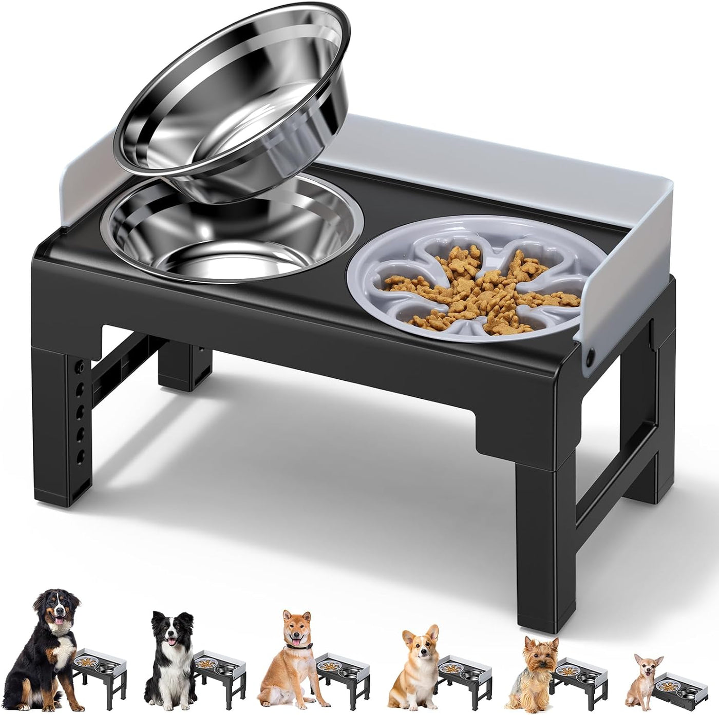 Adjustable Raised Dog Bowl Station – Three Bowls