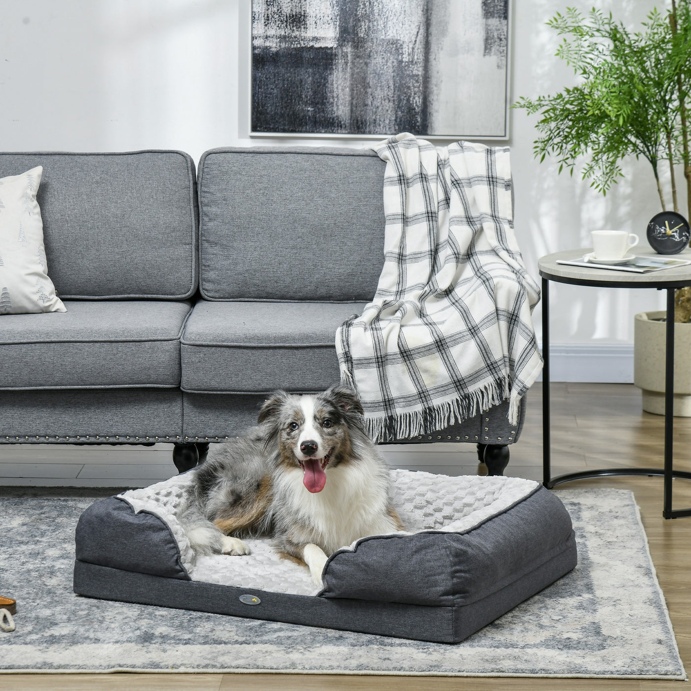 Calming Dog Bed Pet Bed W/ Anti-Slip Bottom, for Small Dogs - Brown