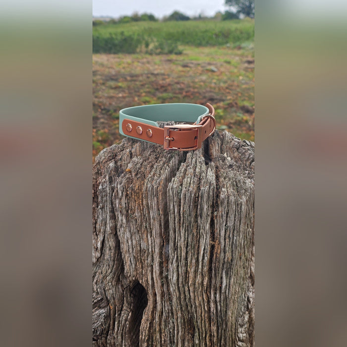 Sage & Tan - Waterproof BioThane© two-coloured Dog Collar