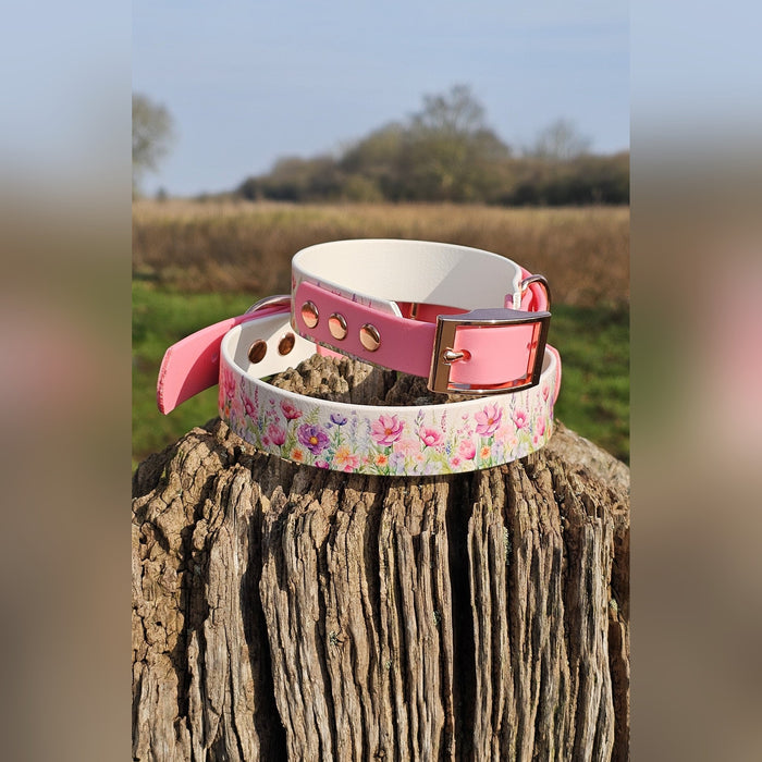 Pink Blossom - Printed Waterproof BioThane© Dog Collar