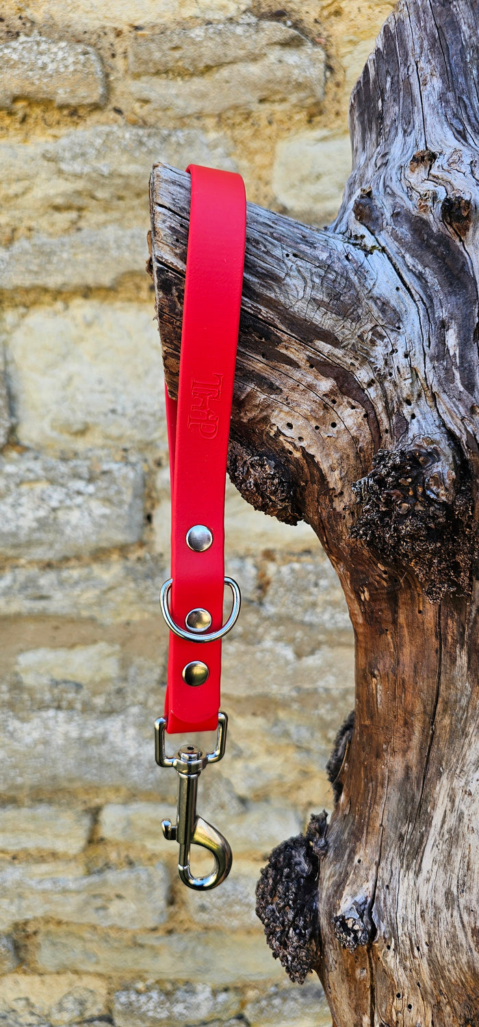 Red - Waterproof BioThane® Short Dog Control Lead / Dog Traffic Handle