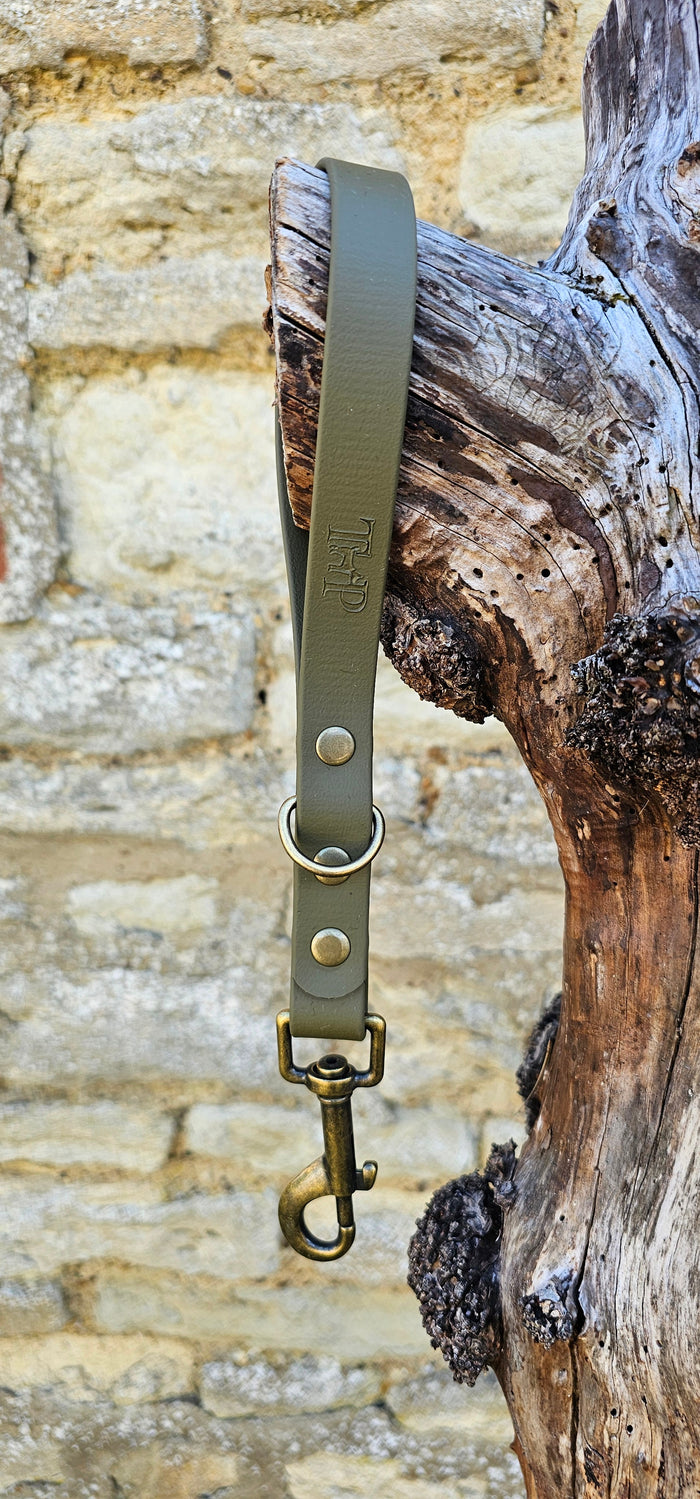 Olive - Waterproof BioThane® Short Dog Control Lead / Dog Traffic Handle