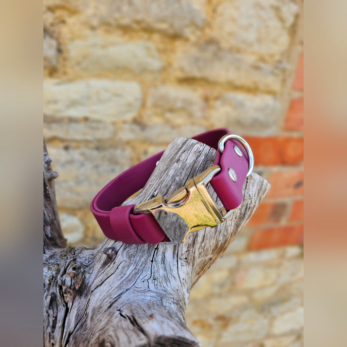 Burgundy - Everlast Waterproof BioThane© Quick-Release Buckle Dog Collar