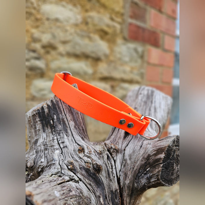 Neon Orange Waterproof BioThane® safe-stop Slip Collar
