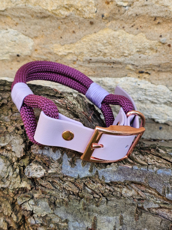 Aubergine & Lilac - Classic Rope Dog Collar