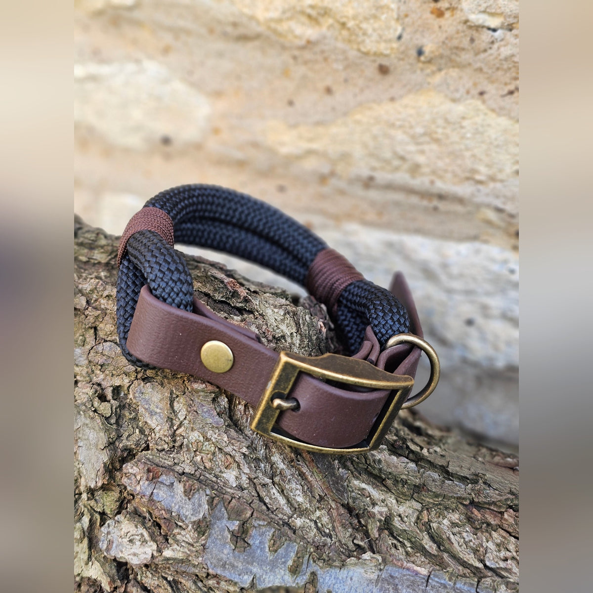 Black & Dark Brown - Classic Rope Dog Collar