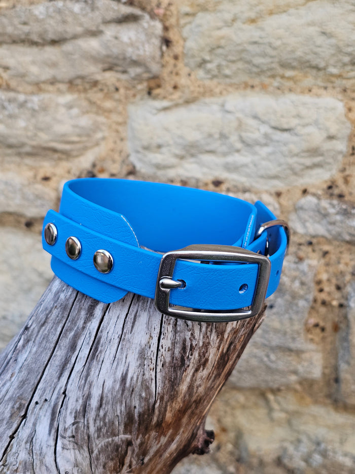 Blue - Waterproof BioThane® Sighthound Collar / wide-fit Dog Collar