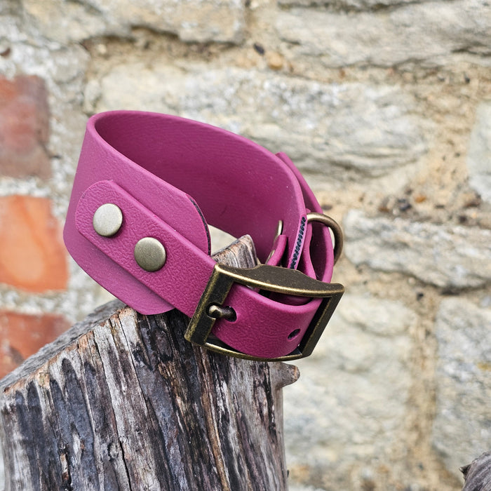Burgundy - Waterproof BioThane® Sighthound Collar / wide-fit Dog Collar