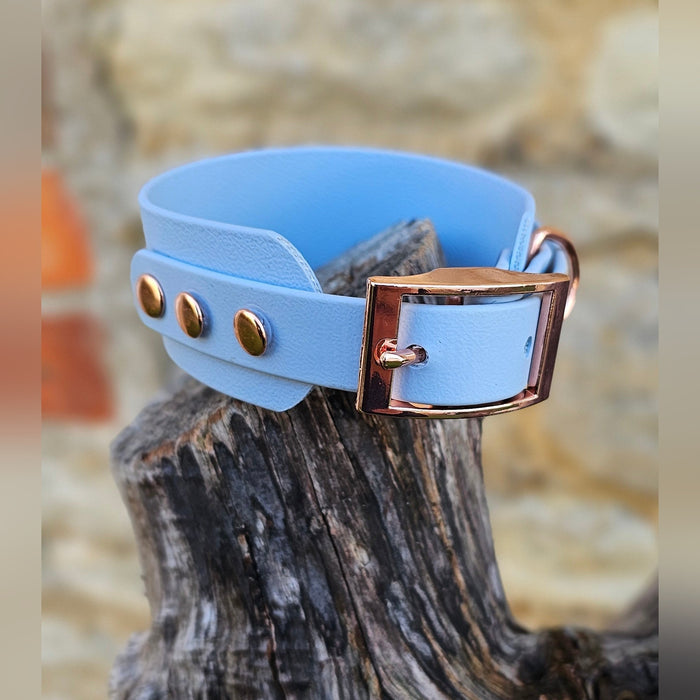 Pastel Blue - Waterproof BioThane® Sighthound Collar / wide-fit Dog Collar