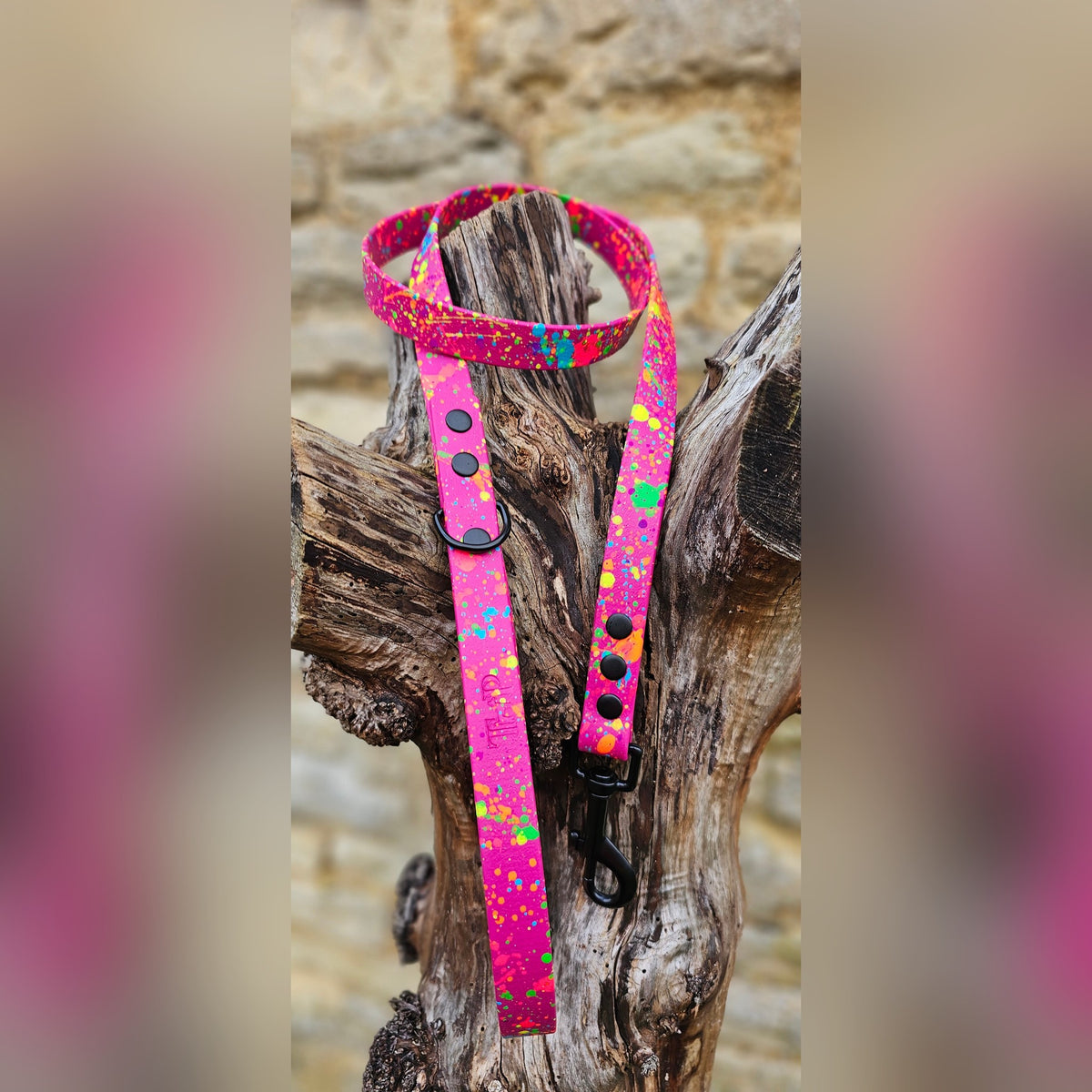 Magenta - Waterproof BioThane© Neon Splatter Dog Lead
