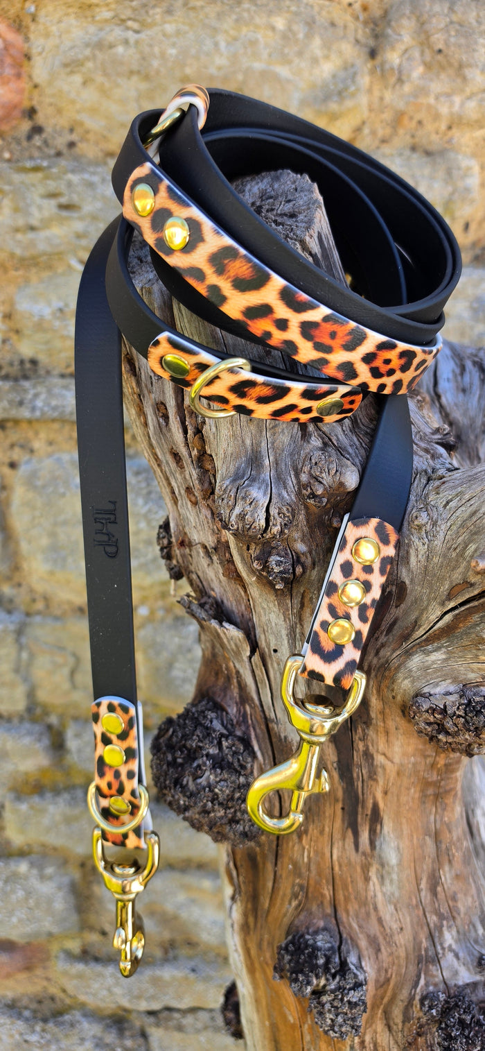 Leopard Print - Waterproof BioThane© handsfree Dog Training Lead