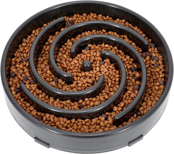Large Slow-Feeder Dog Bowl – Dark Grey