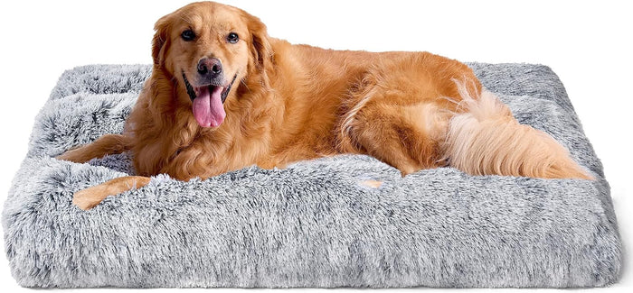 Fluffy Calming Dog Bed – Extra Large, Grey